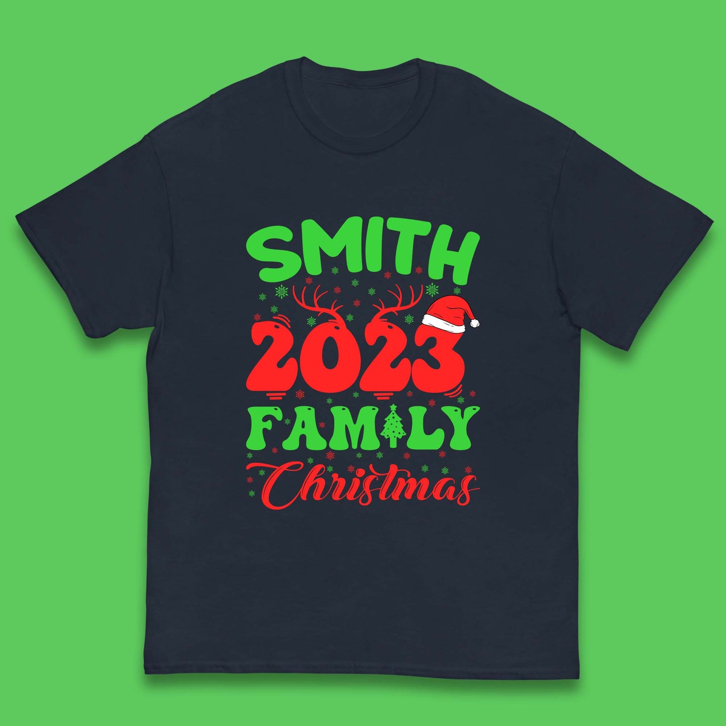 Personalised 2023 Family Christmas Your Name Xmas Matching Family Costume Kids T Shirt