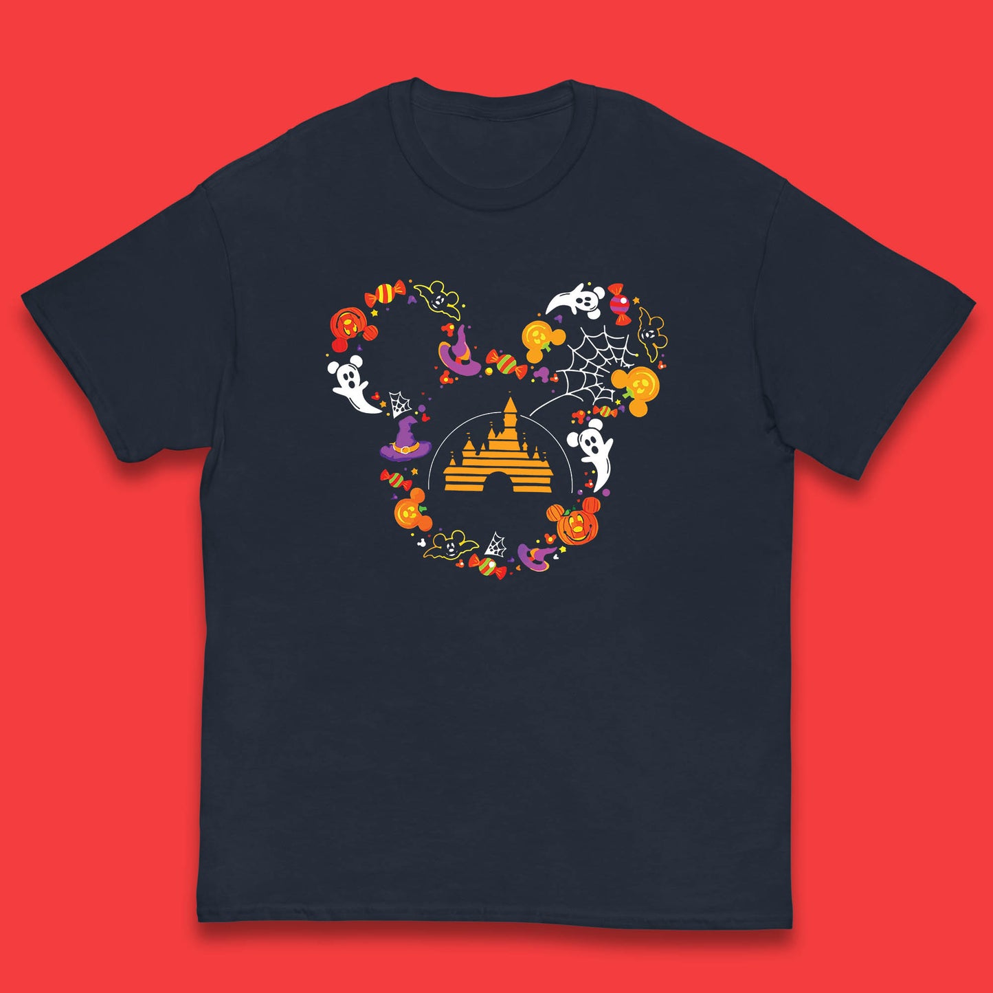 Halloween Mickey Mouse Disney Castle Halloween Elements Scary Boo Kids T Shirt