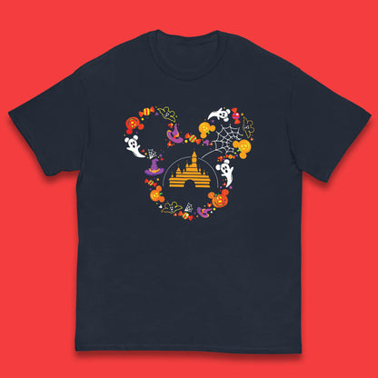 Halloween Mickey Mouse Disney Castle Halloween Elements Scary Boo Kids T Shirt