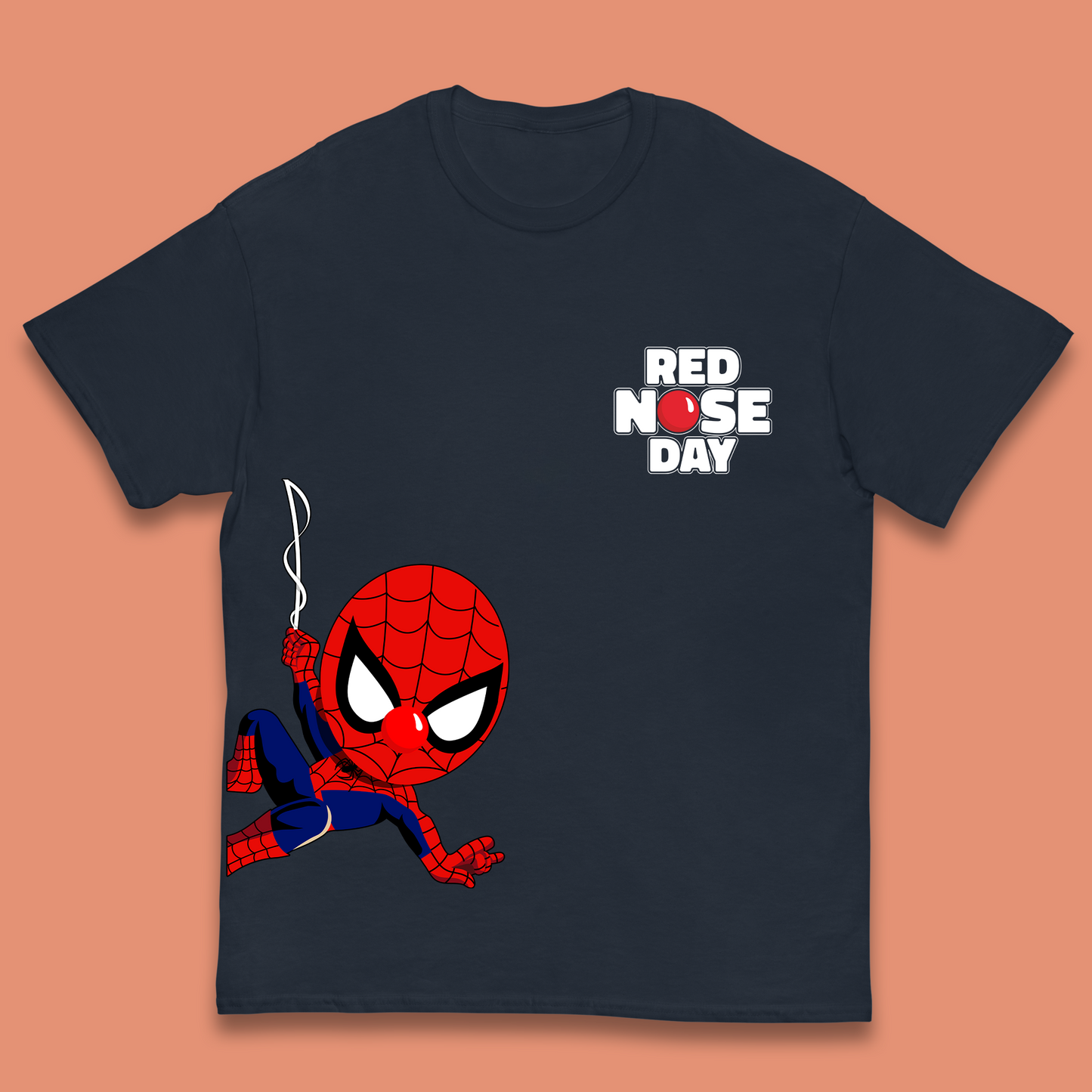 Spider Man Peeking Red Nose Day Kids T-Shirt