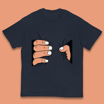 Crushing Handshake Big Hand Squeezing Funny Hand Grabbing Photographic Kids T Shirt
