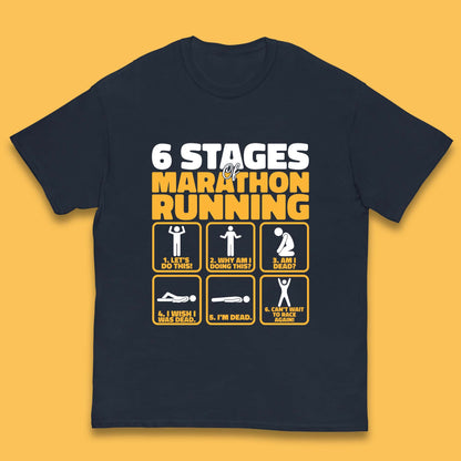 6 Stages Of Marathon Running  Kids T Shirt