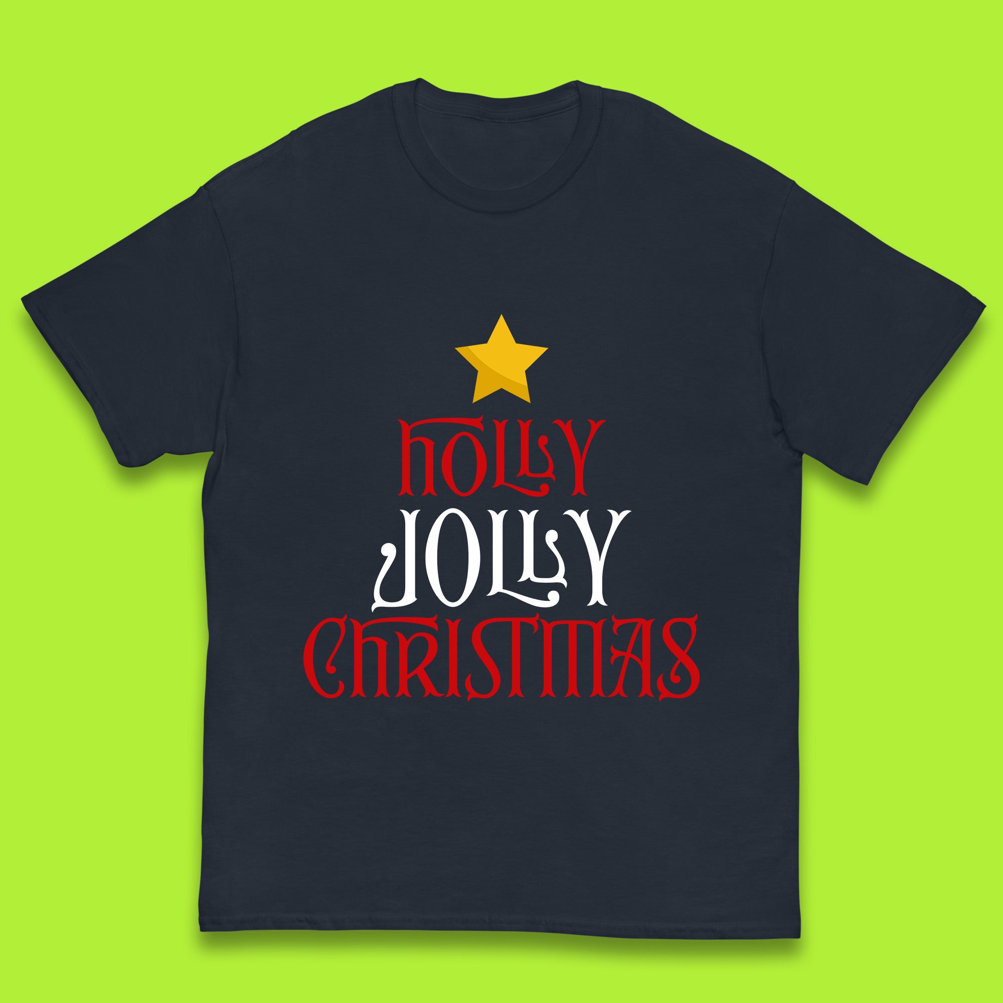 Holly Jolly Christmas Vibes Christmas Tree Festive Merry Xmas Kids T Shirt