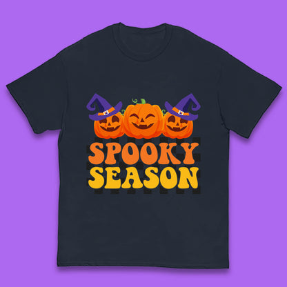Spooky Season Halloween Jack-O-Lantern Pumpkins Spooky Vibes Kids T Shirt