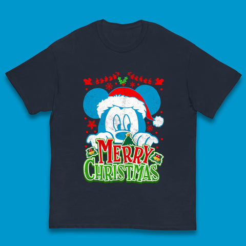 Merry Christmas Mickey Mouse Santa Hat Disney Vacation Xmas Holiday Disney Trip Kids T Shirt