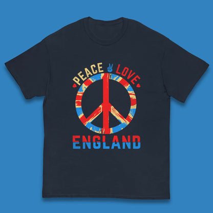 Peace Love England Peace Sign United Kingdom British England Vacation Trip Kids T Shirt