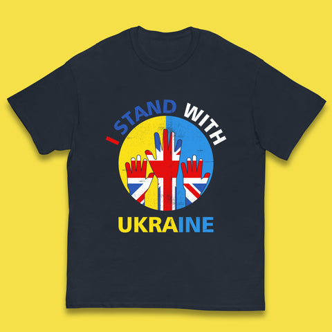 Peace Ukraine I Stand With Ukraine Ukrainian Support United Kingdom British Flag Kids T Shirt