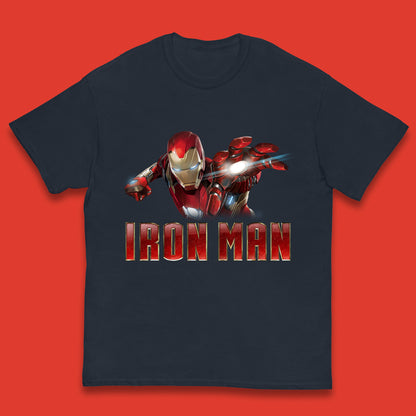 Iron Man Superhero Marvel Avengers Comic Book Character Flaying Iron-Man Marvel Comics Kids T Shirt