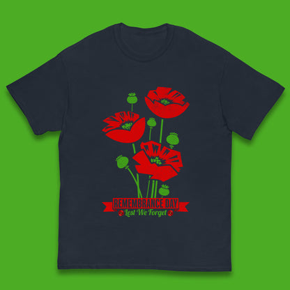 Remembrance Day Lest We Forget British Armed Forces Poppy Flower Kids T Shirt