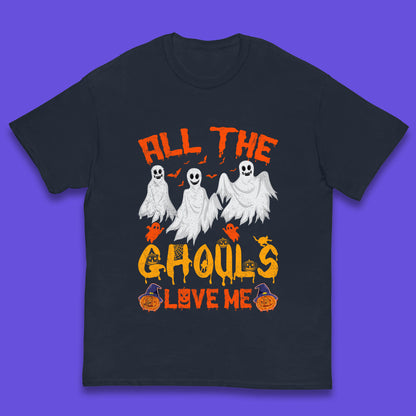 All The Ghouls Love Me Halloween Funny Horror Spooky Boo Ghost Kids T Shirt