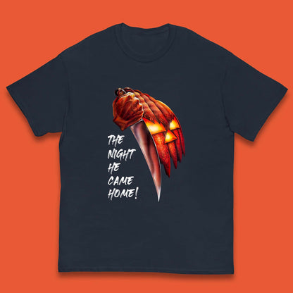 The Night He Came Home Michael Myers Happy Halloween Pumpkin Jack-o'-lantern Kids T Shirt