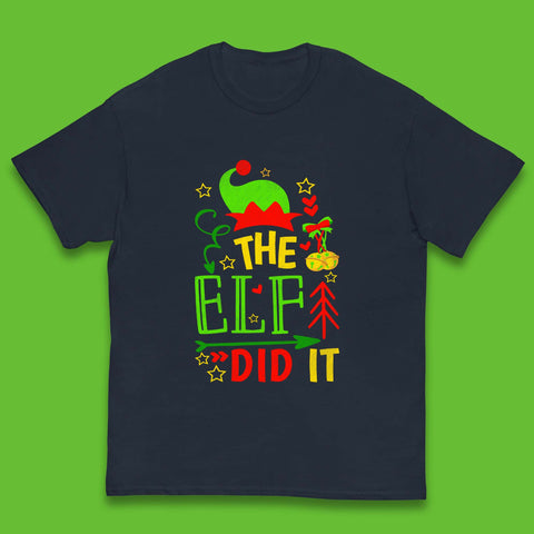 The Elf Did It Funny Christmas Elf Xmas Holiday Festive Kids T Shirt