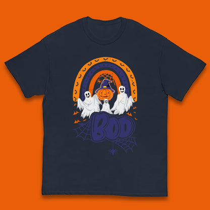 Halloween Boo Ghosts With Witch Pumpkin Scary Spooky Season Kids T Shirt