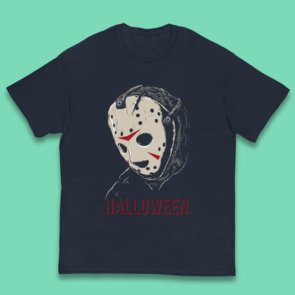 Jason Voorhees Face Mask Halloween Friday The 13th Horror Movie Character Kids T Shirt