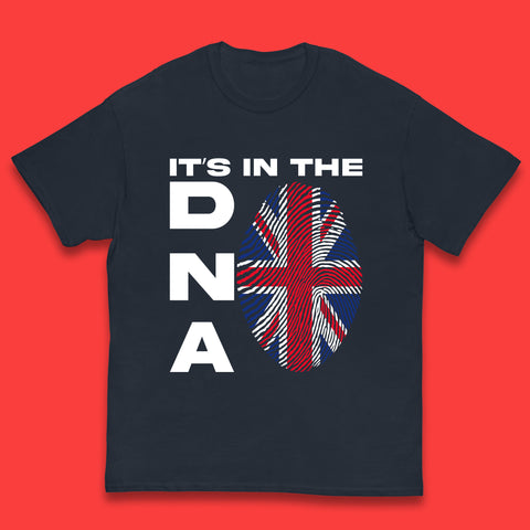 It's In My DNA Uk Union Jack Flag Fingerprint United Kingdom London Souvenirs British Flag Kids T Shirt