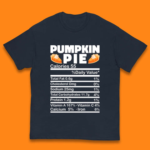 Pumpkin Pie Calories 55% Daily Value Thanksgiving Food Calories Funny Nutrition Facts Kids T Shirt