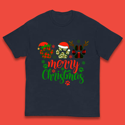 dog & cat paws christmas t shirt