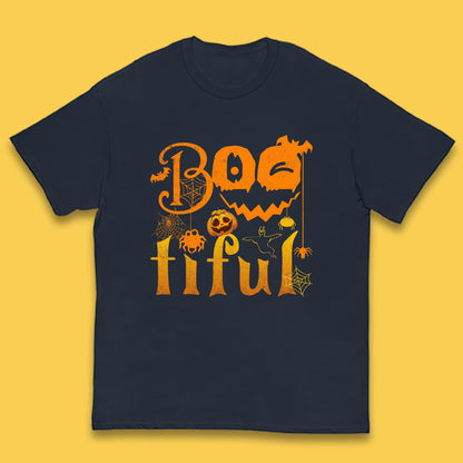 Bootiful Halloween Ghost Funny Boo Ghost Scary Spooky Season Kids T Shirt