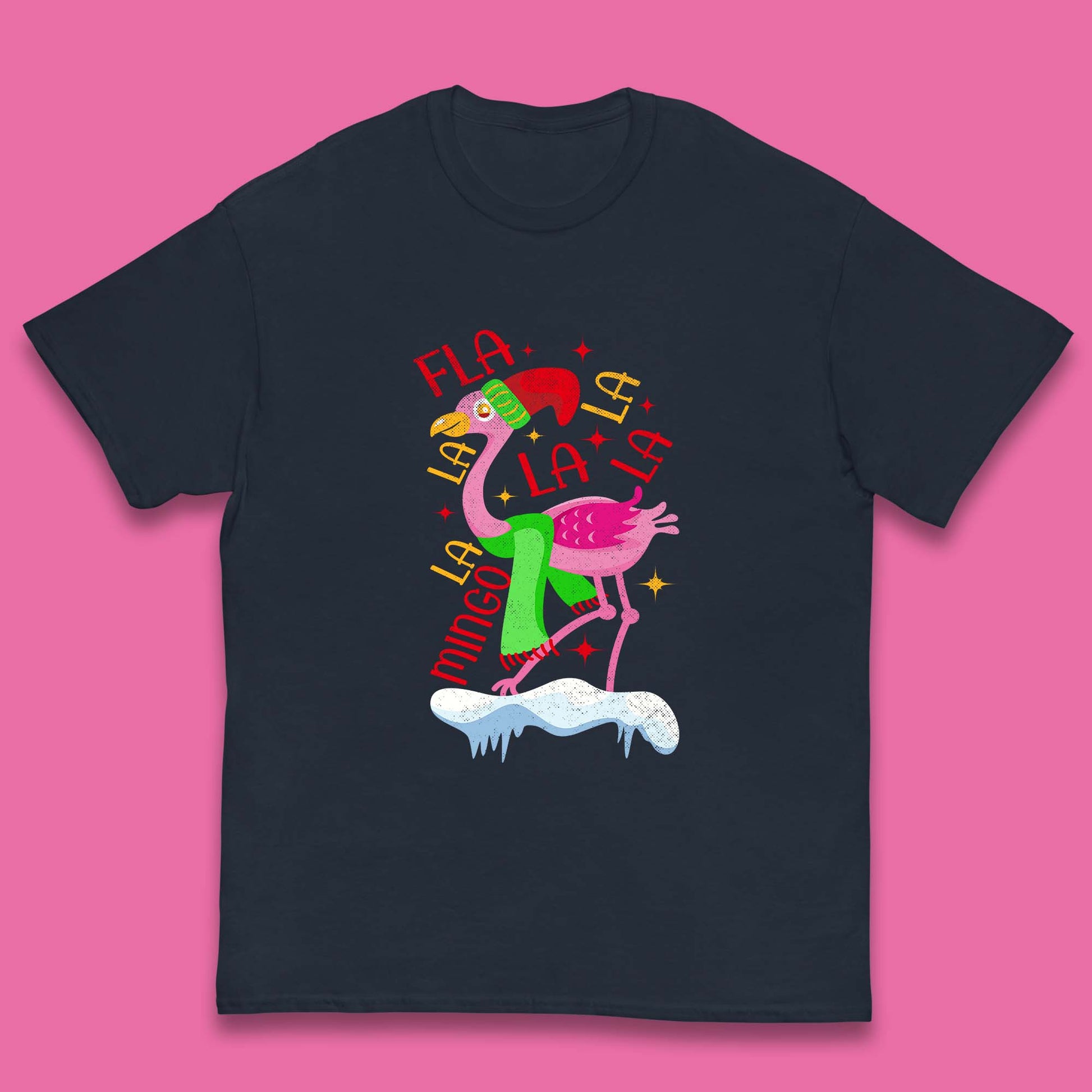 pink flamingo christmas t shirt
