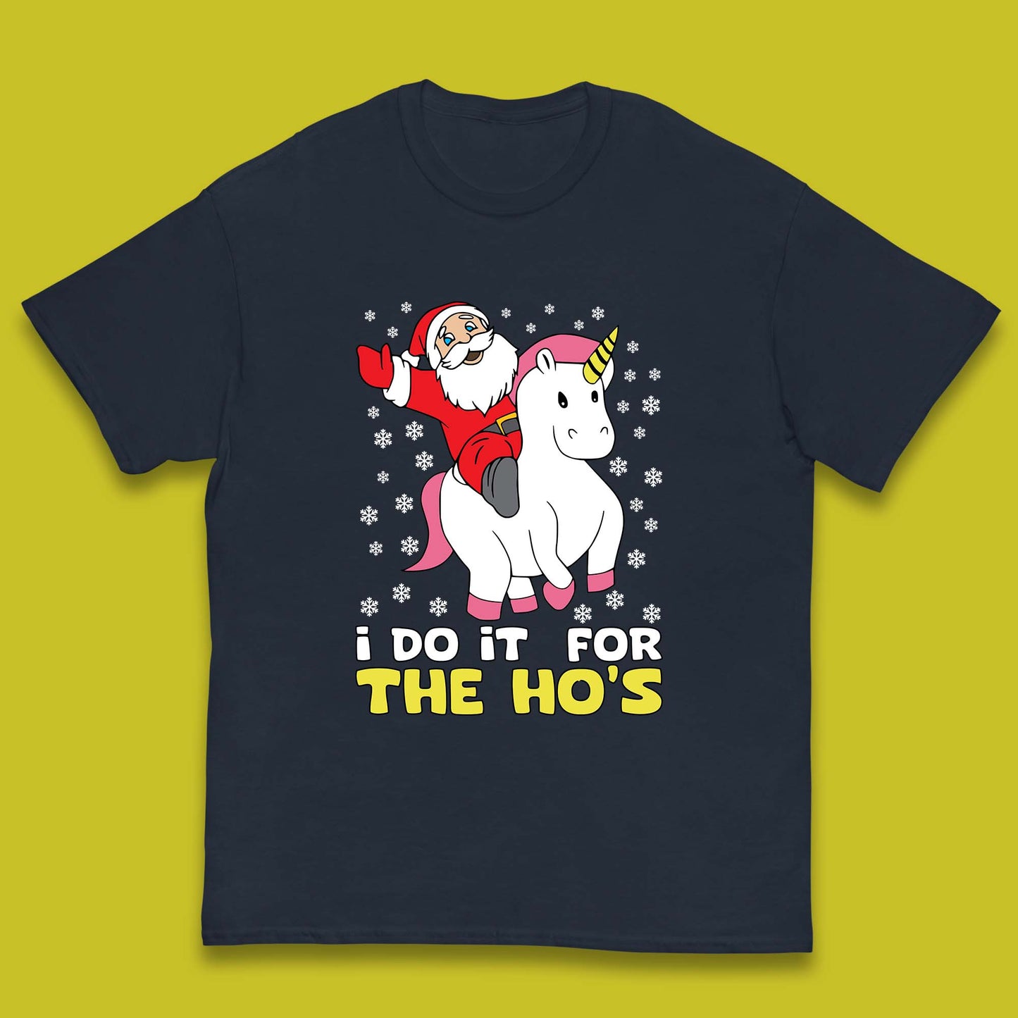 santa riding unicorn kids t shirt