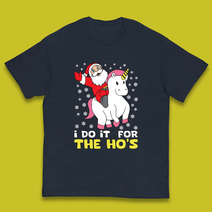 santa riding unicorn kids t shirt