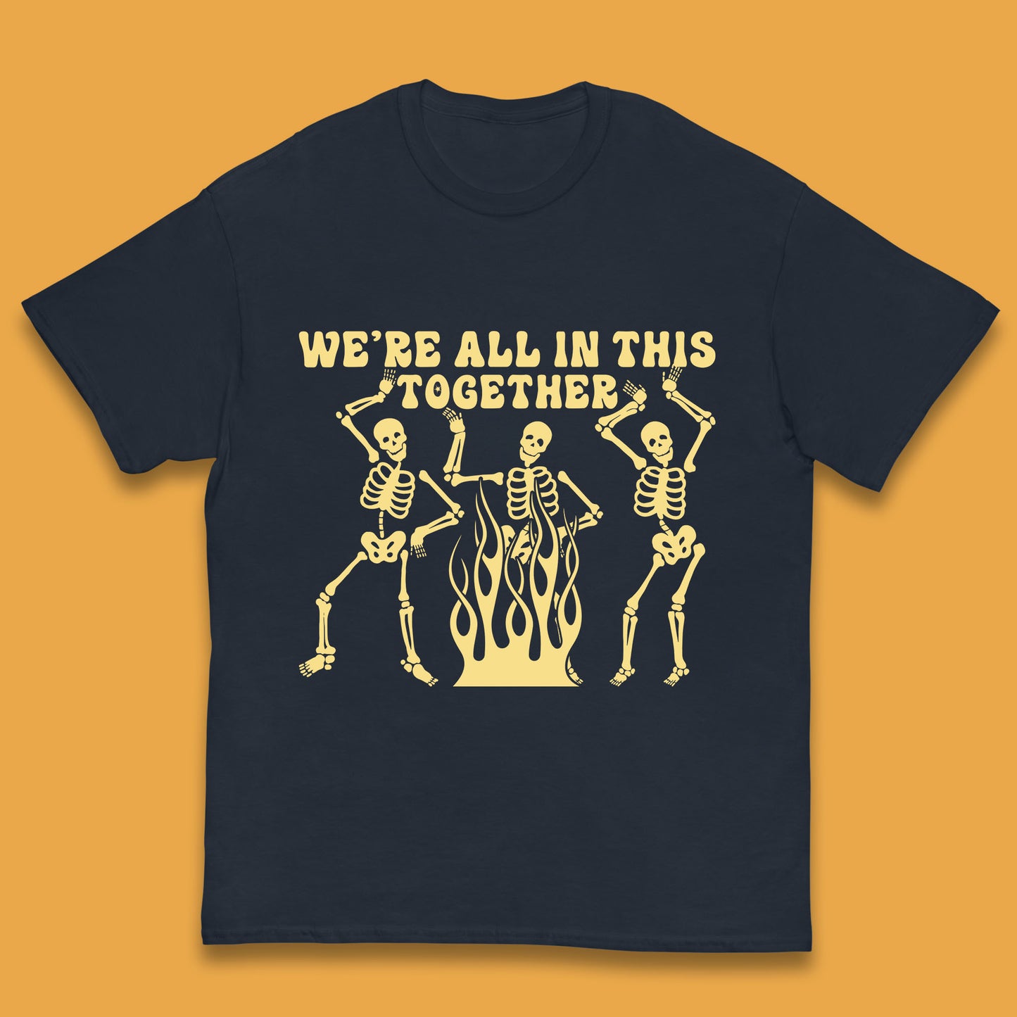 We're All In This Together Dancing Skeletons Halloween Day Spooky Season Kids T Shirt