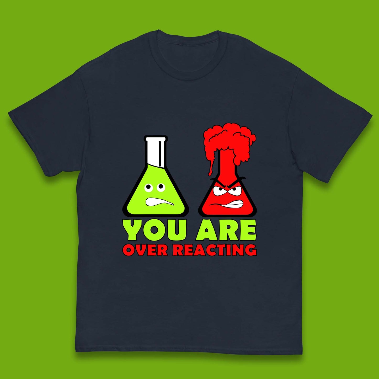 You Are Over Reacting Creepy Face Flask Funny Meme Chemistry Lovers Kids T Shirt