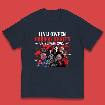 Halloween Horror Nights Universal 2023 Halloween Horror Movie Characters Friends Halloween Serial Killers Kids T Shirt