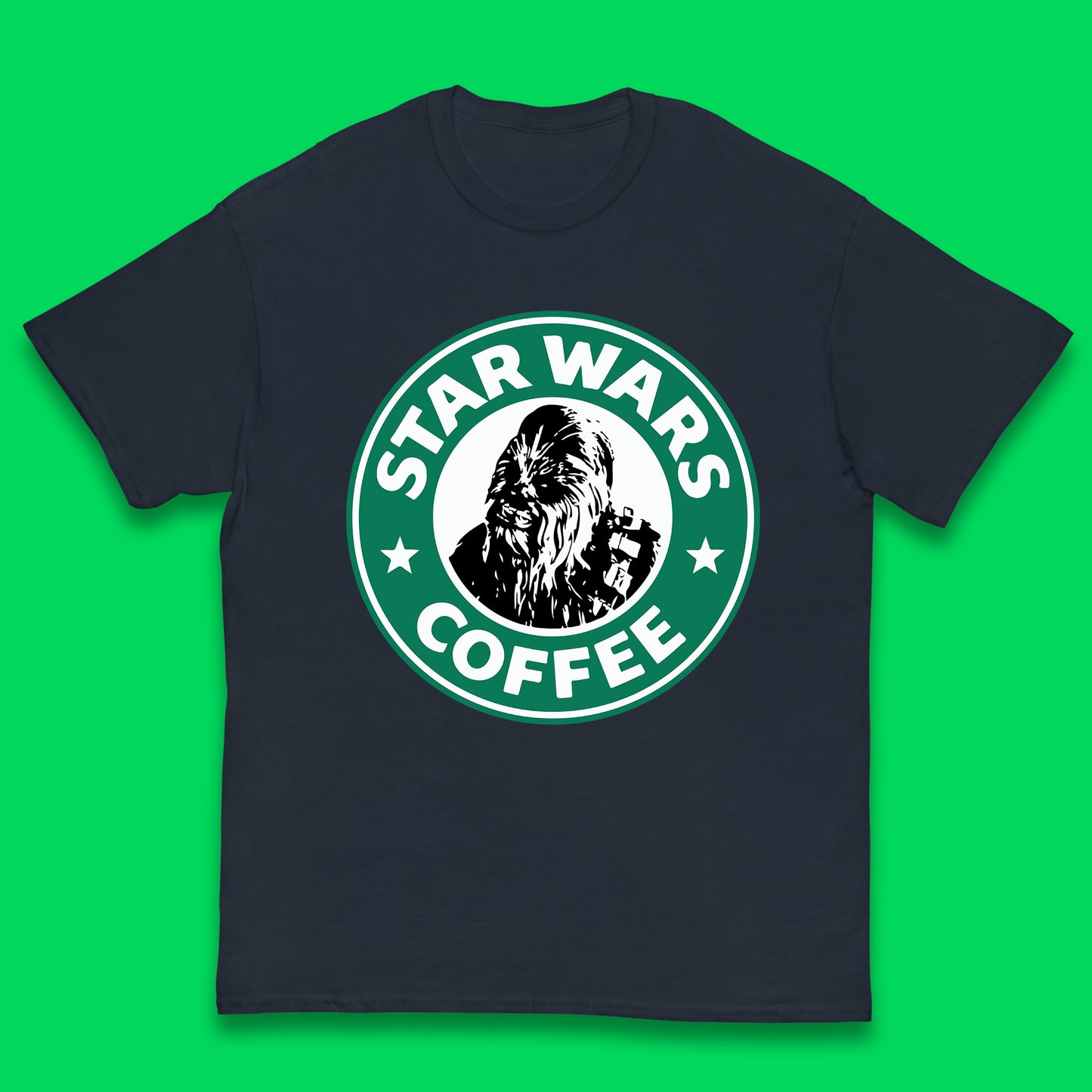 Chewbacca Star Wars Coffee Sci-fi Action Adventure Movie Character Starbucks Coffee Spoof 46th Anniversary Kids T Shirt