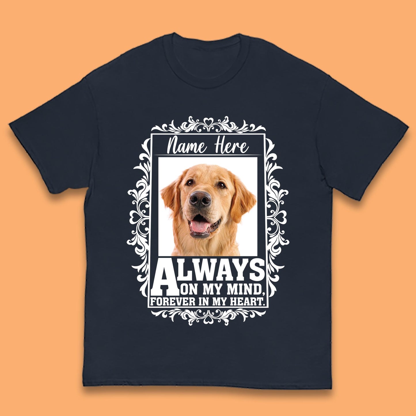 Personalised Pet Always On My Mind Forever In My Heart Custom Photo Memorial Kids T Shirt