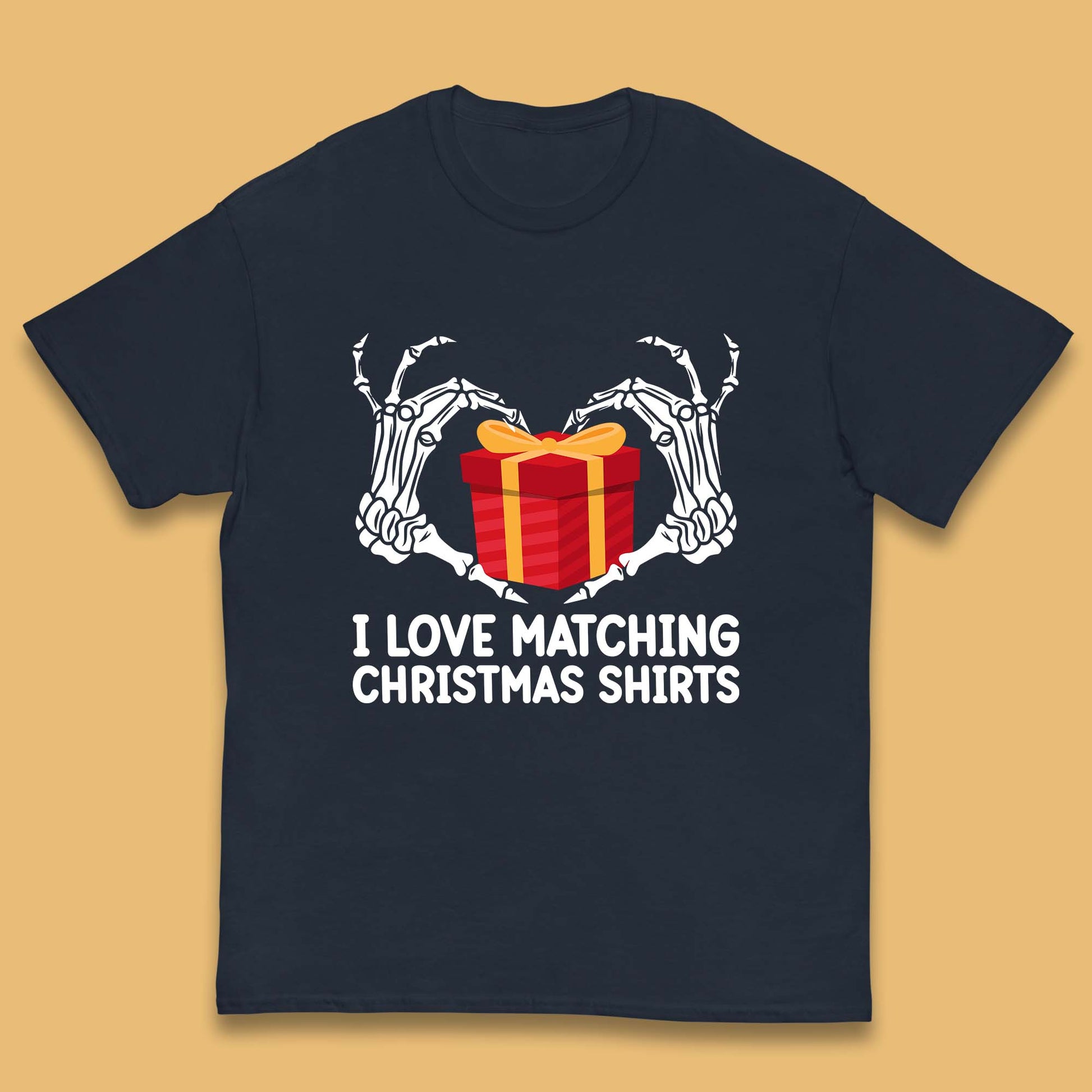 skeleton hands gift box christmas t shirt