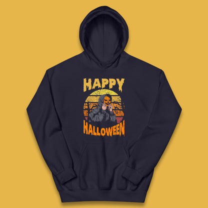 Happy Halloween Jack O Lantern Pumpkin Head Horror Scary Vintage Retro Halloween Kids Hoodie