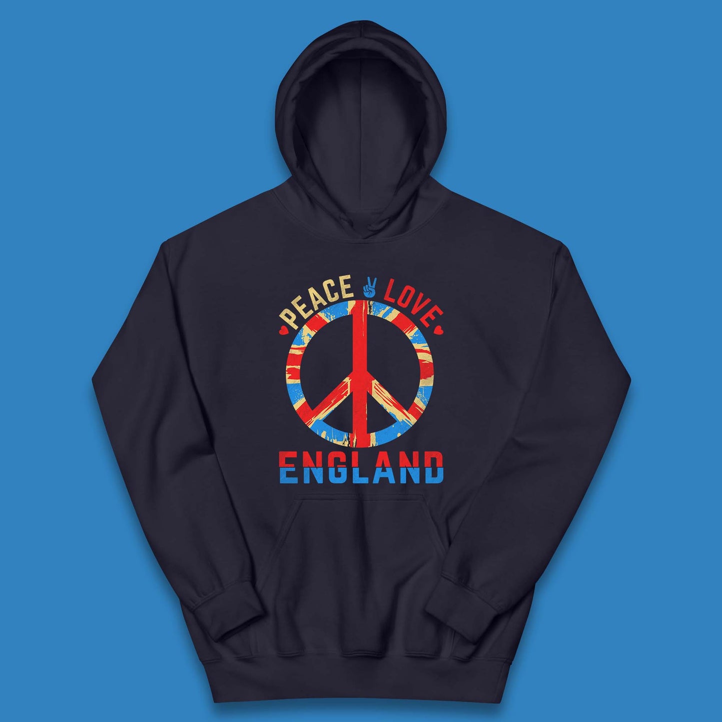 Peace Love England Peace Sign United Kingdom British England Vacation Trip Kids Hoodie