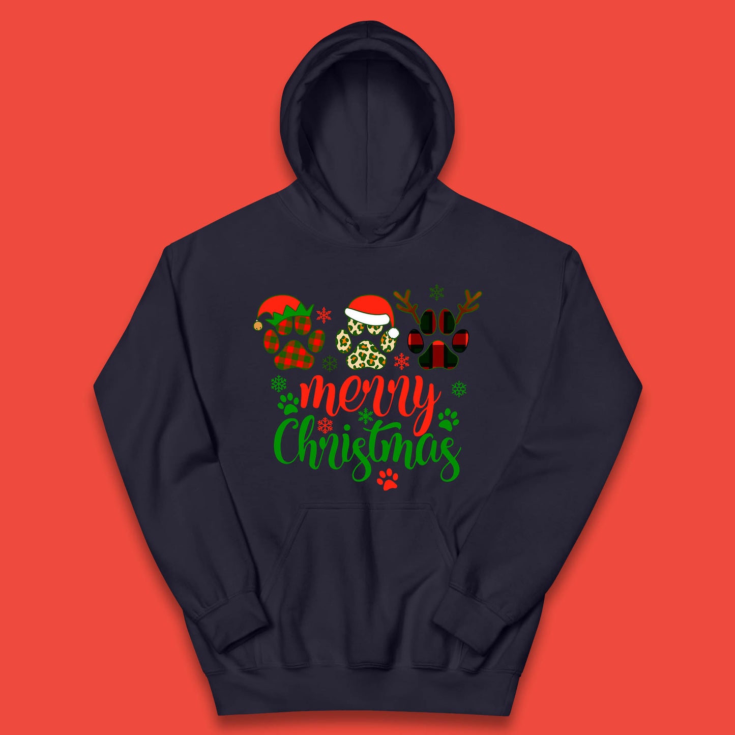 dog & cat paws christmas hoodie