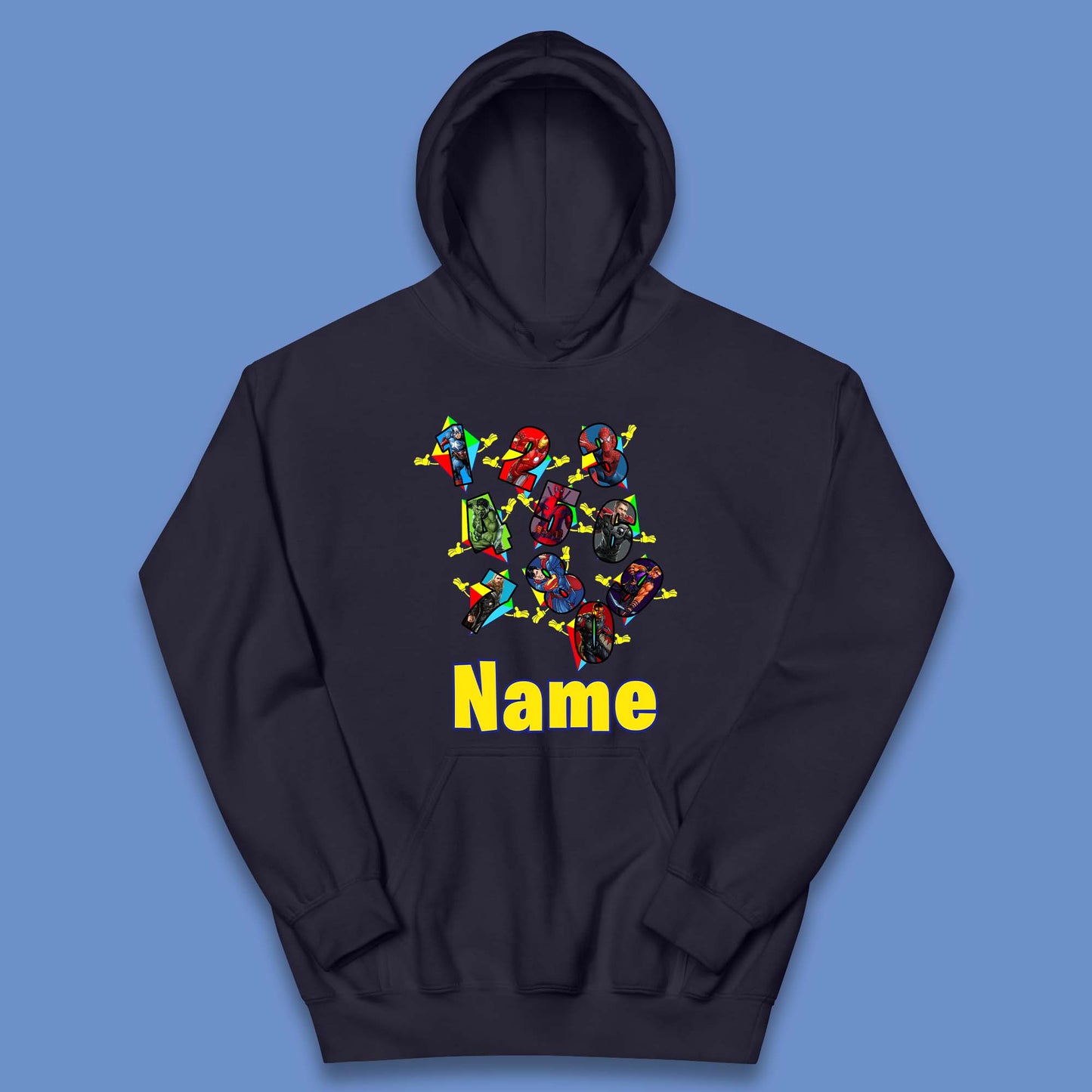 Personalised Number Day Superheroes Superheroes Kids Hoodie