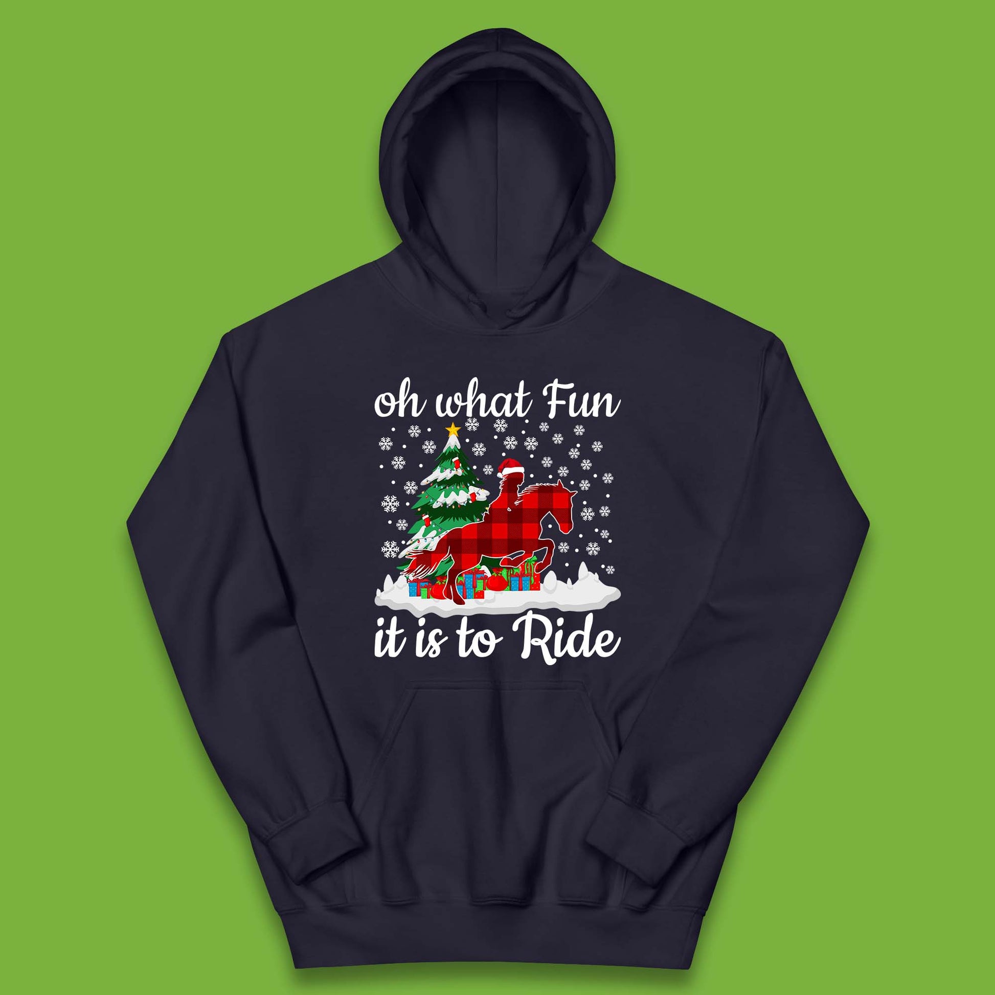 horse riding christmas kids hoodie