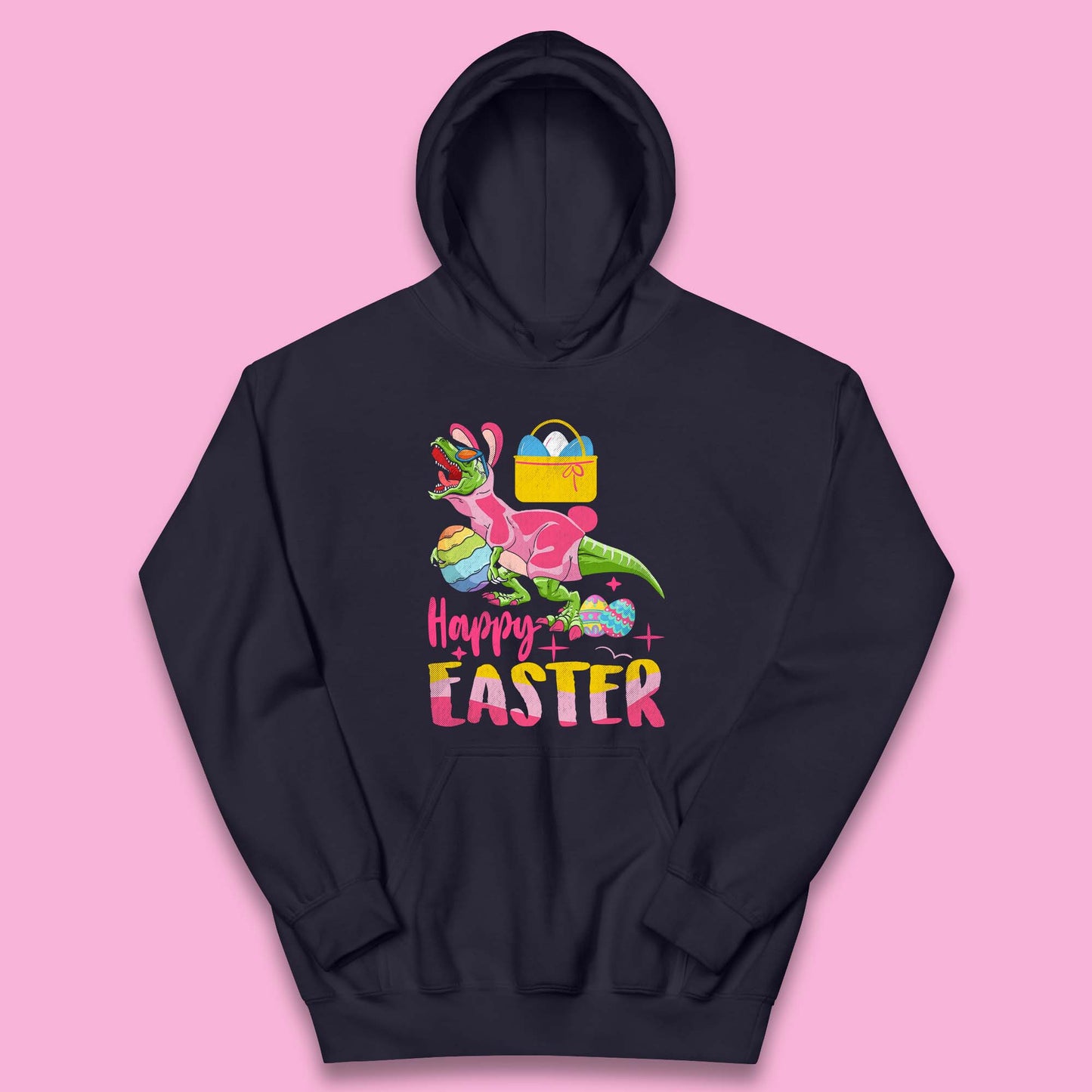 Happy Dinosaur Easter Kids Hoodie