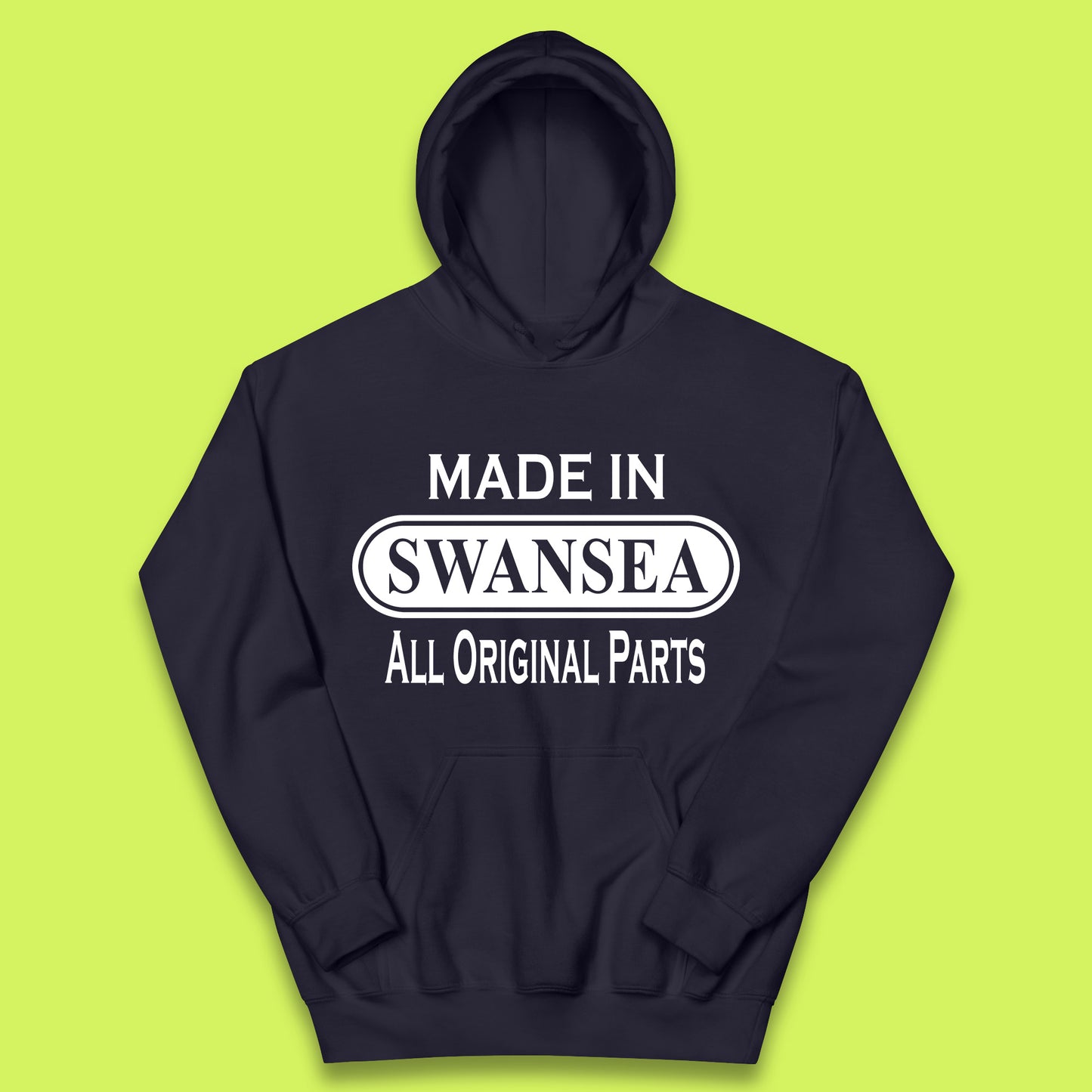 Made In Swansea All Original Parts Vintage Retro Birthday Coastal City Of Wales Gift Kids Hoodie