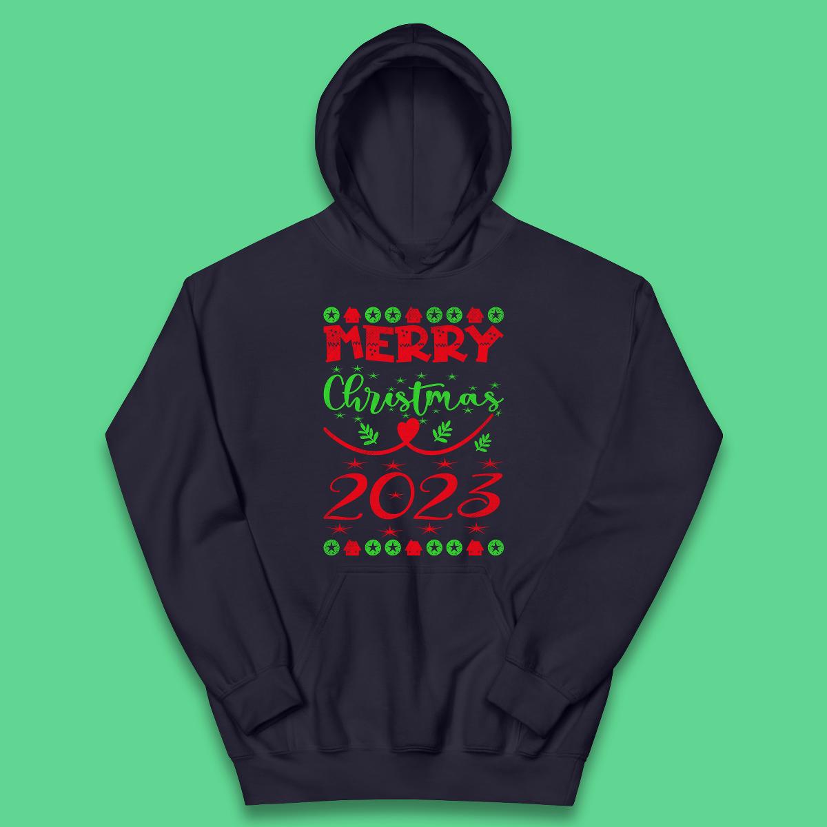 Merry Christmas 2023 Winter Holiday Xmas Festive Celebration Kids Hoodie