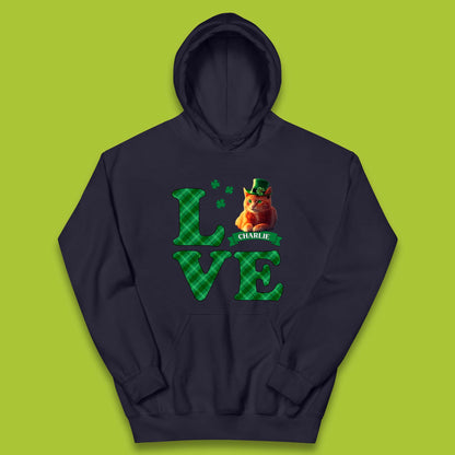 Personalised Love St. Patrick's Cat Kids Hoodie