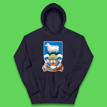 Coat Of Arms Of The British Overseas Territory Falkland Islands Coat Of Arms Of The Falkland Islands Flag Kids Hoodie