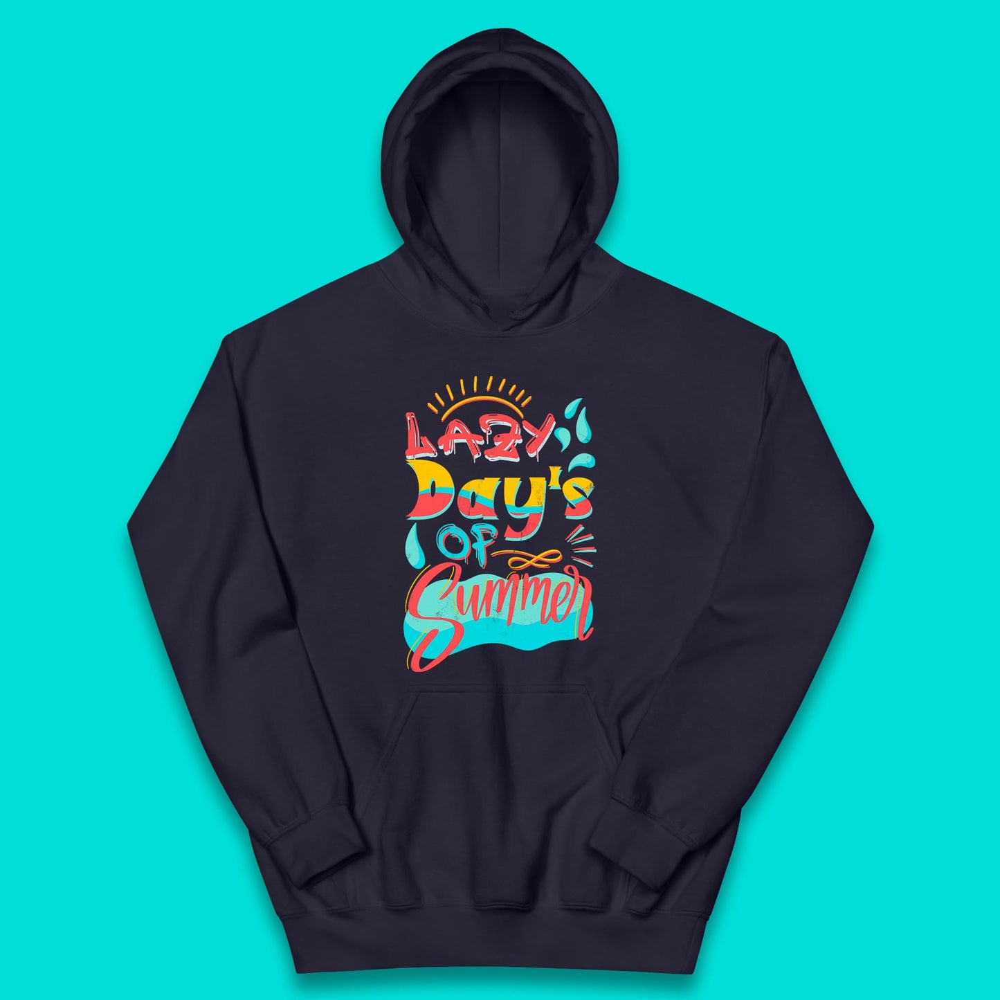 Lazy Days Of Summer Vintage Retro Sunset Surfer Beach Holiday Trip Kids Hoodie