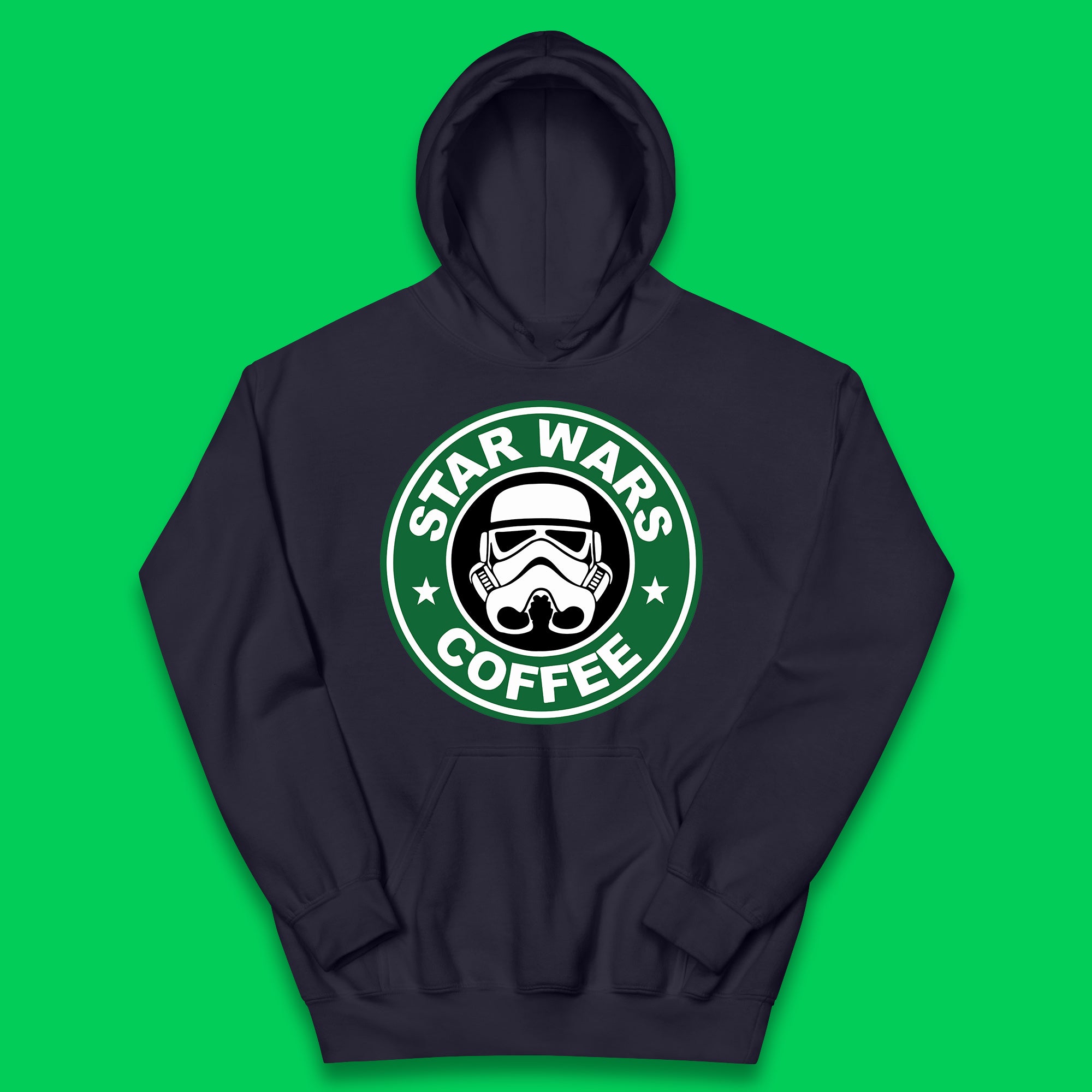 Star Wars Coffee Stormtrooper Sci-fi Action Adventure Movie Character Starbucks Coffee Spoof Star Wars 46th Anniversary Kids Hoodie