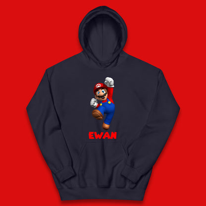 Personalised Your Name Super Mario Jumping Funny Game Lovers Players Mario Bro Retro Gaming Kids Hoodie