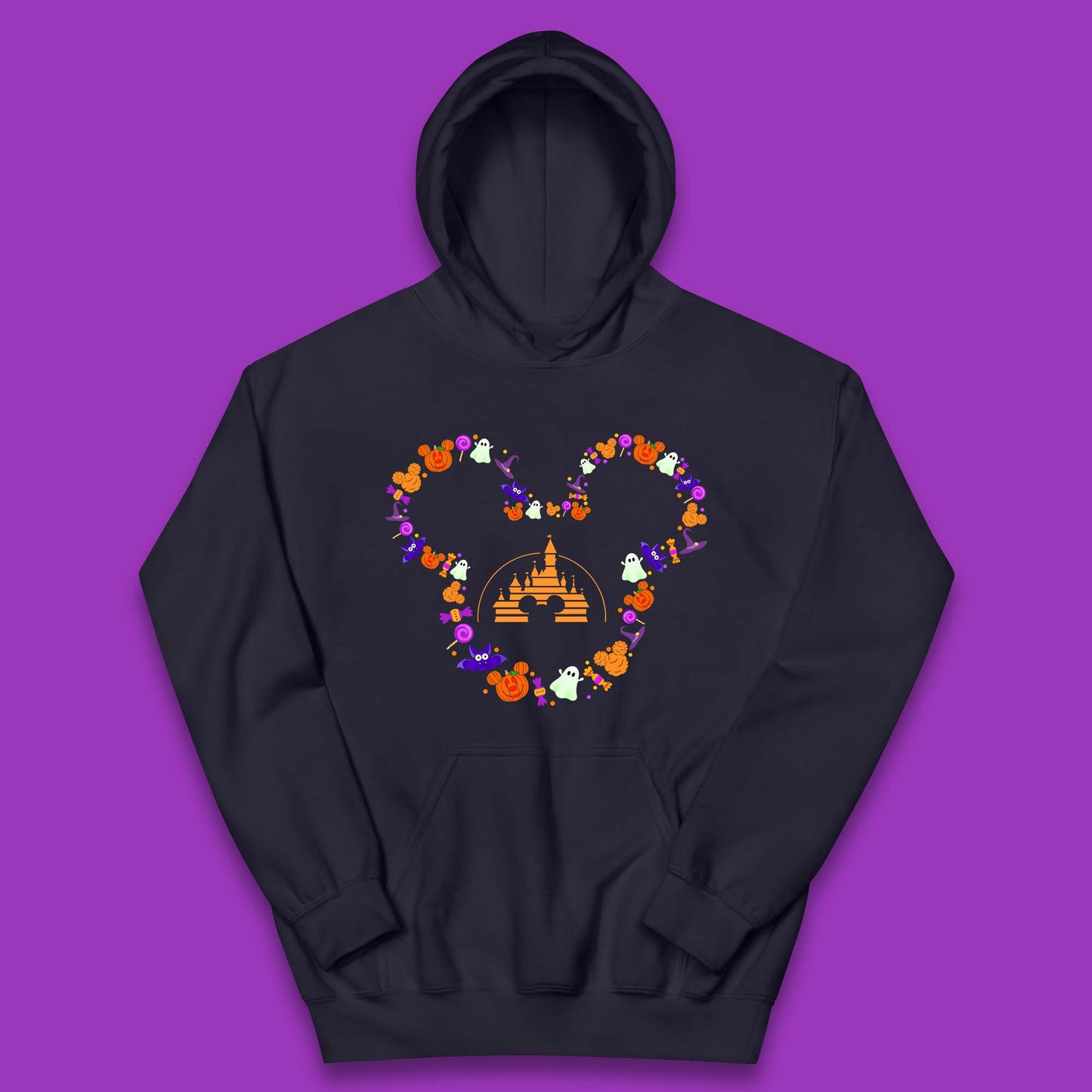 Disney Halloween Mickey Mouse Head Disney Castle Halloween Elements Horror Scary Kids Hoodie