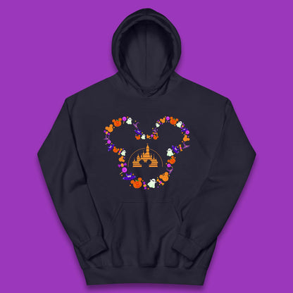 Disney Halloween Mickey Mouse Head Disney Castle Halloween Elements Horror Scary Kids Hoodie