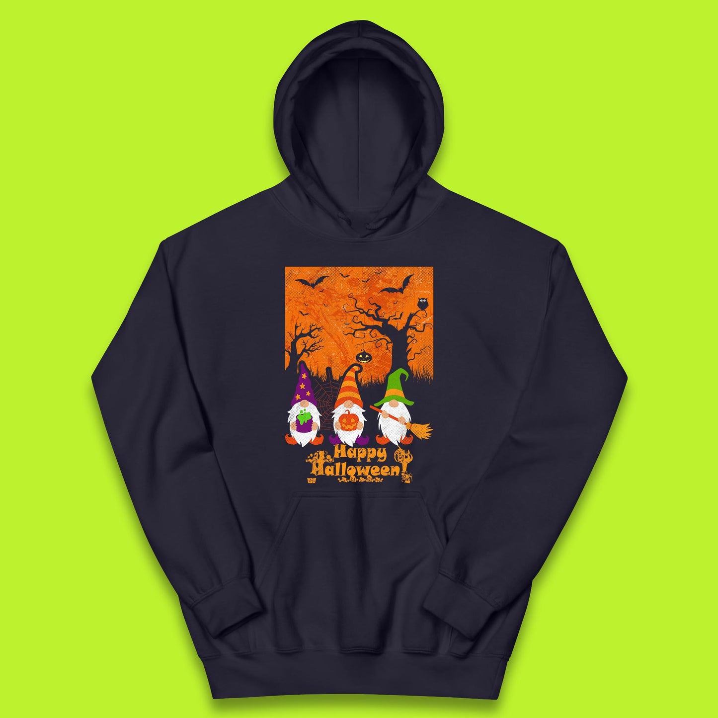 Happy Halloween Gnomies Spooky Witch Gnomes Scary Halloween Trees Gnome Lover Kids Hoodie