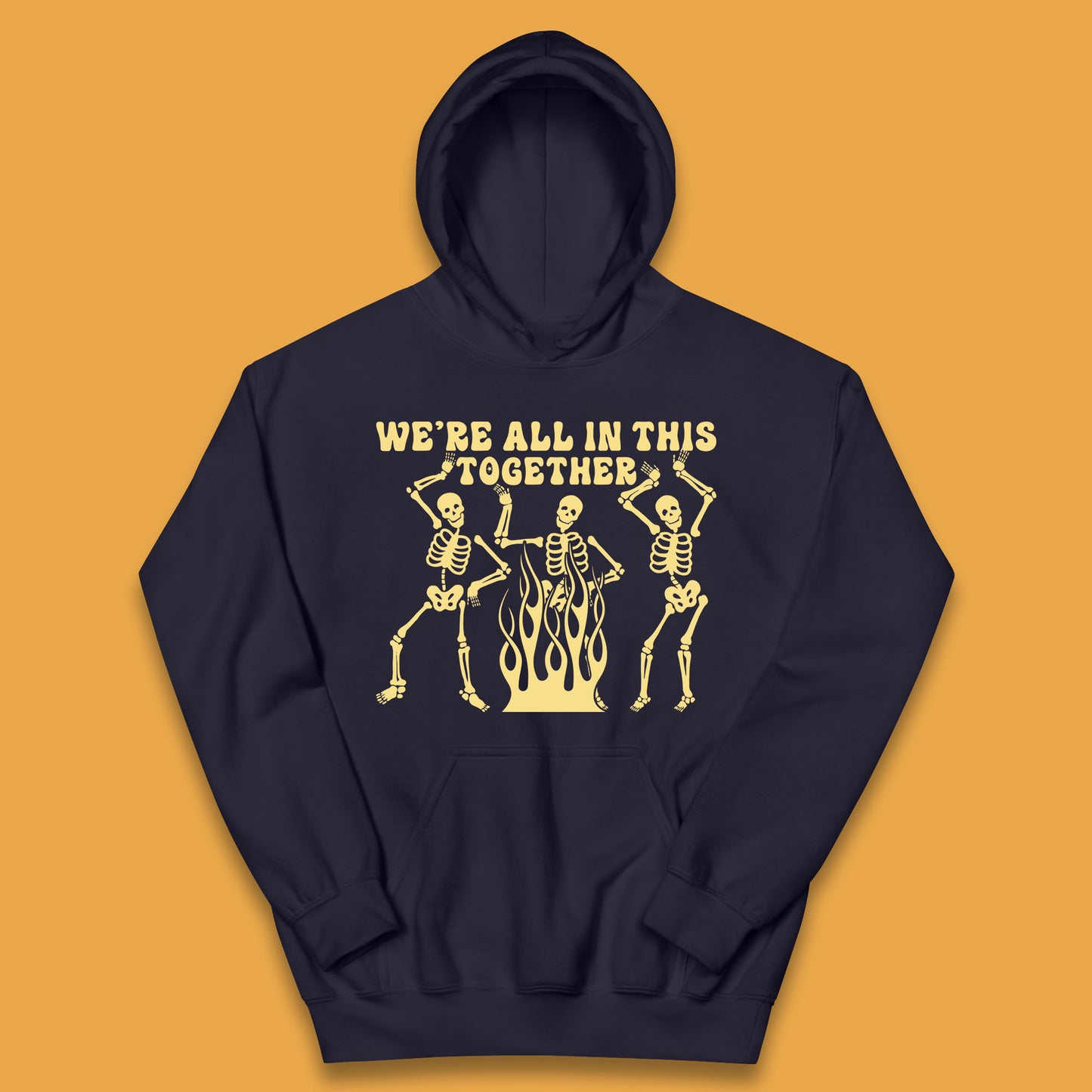 We're All In This Together Dancing Skeletons Halloween Day Spooky Season Kids Hoodie
