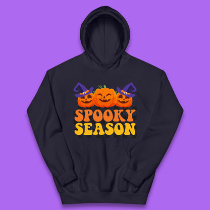 Spooky Season Halloween Jack-O-Lantern Pumpkins Spooky Vibes Kids Hoodie