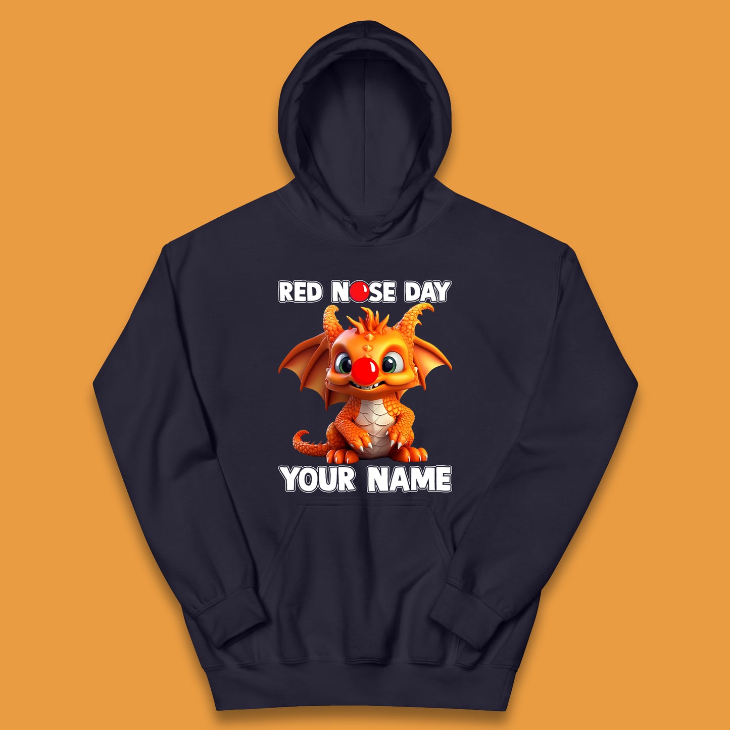 Personalised Red Nose Day Dragon Kids Hoodie